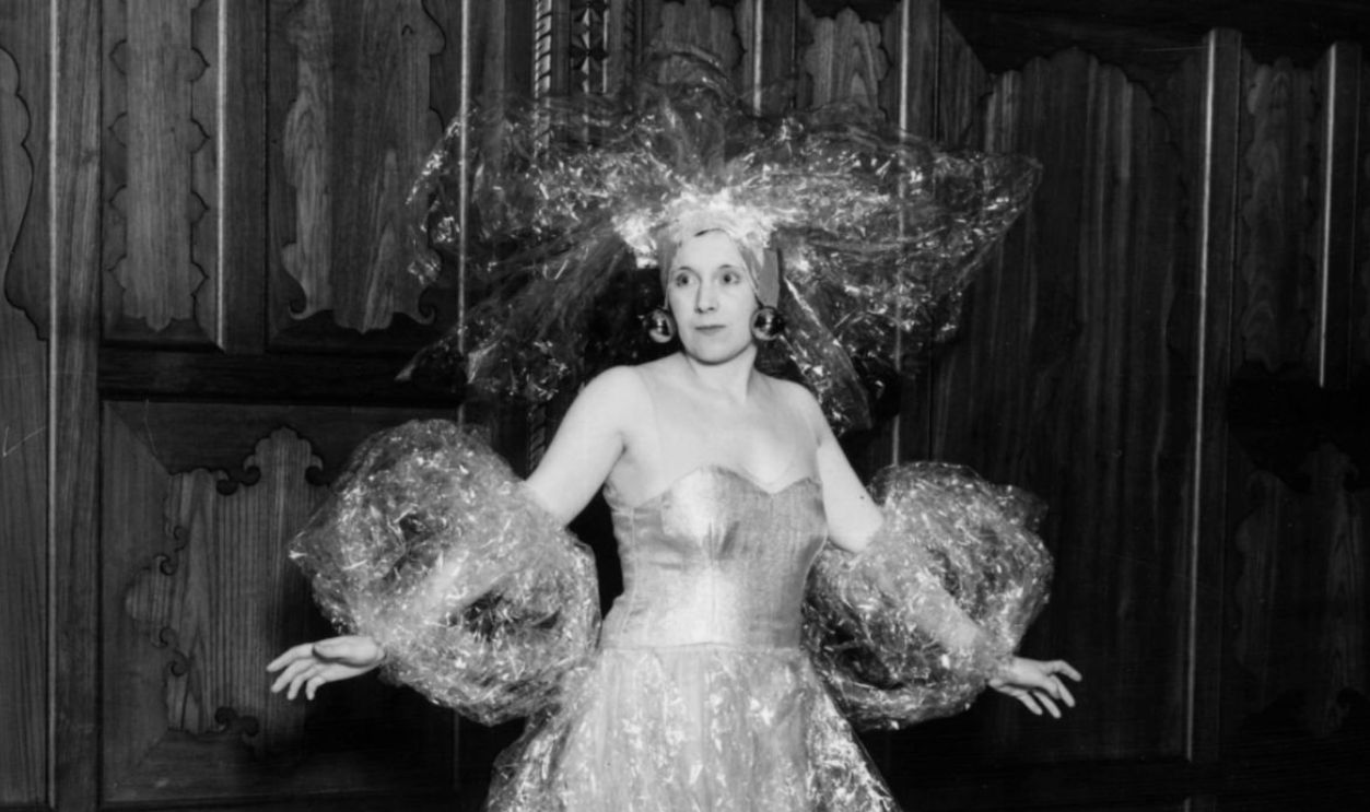 Costume designer Mrs AG McCorquodale (later Barbara Cartland, 1901 - 2000) dressed for the Santa Klaus Ball. 