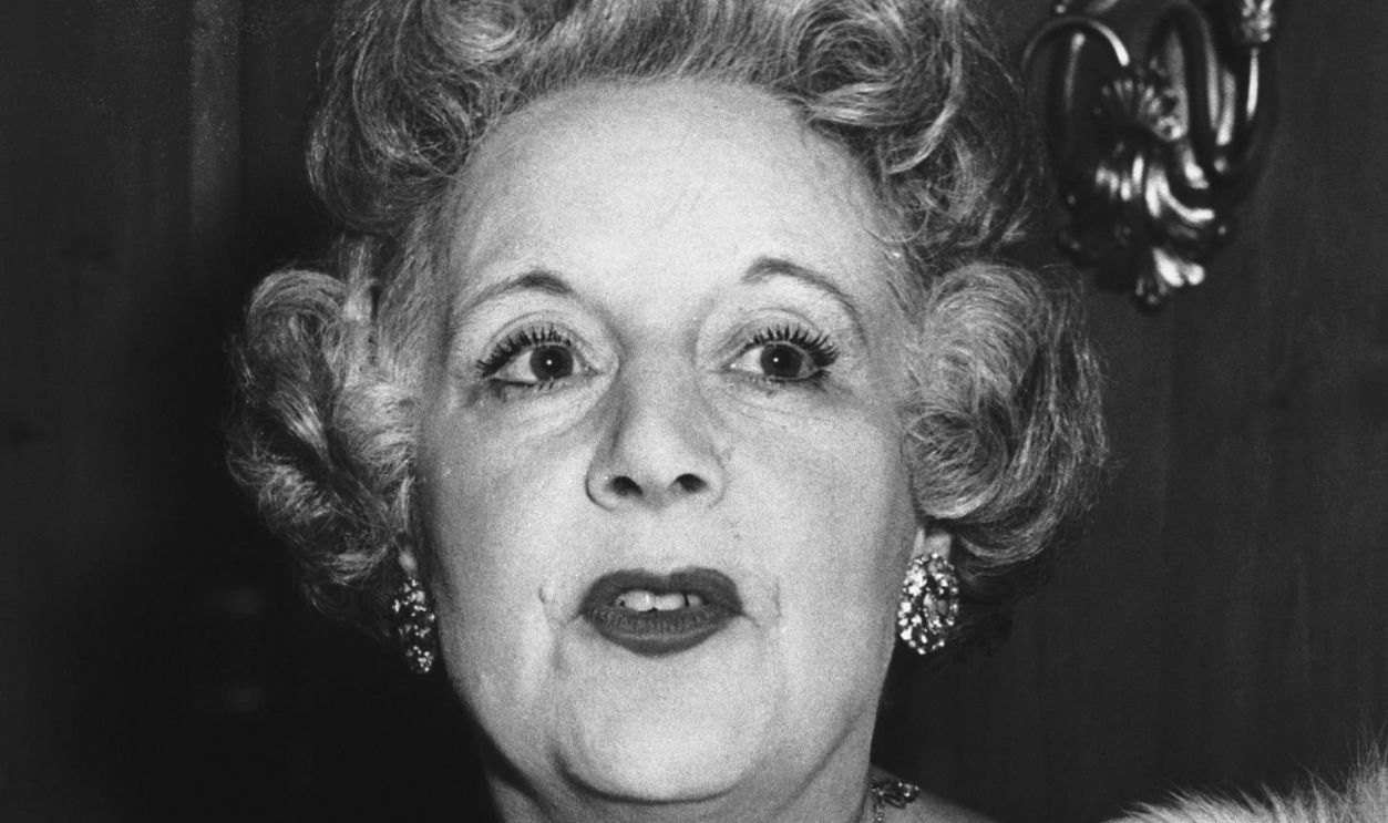 Barbara Cartland, author, is shown here at a formal gathering.