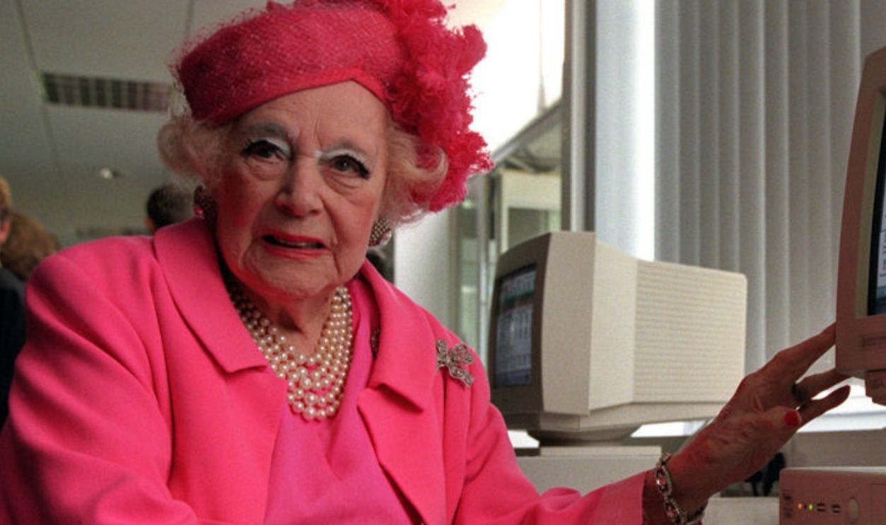 Novelist Dame Barbara Cartland at the University of Hertfordshire this afternoon (Thursday) where she officially opened the business school's Learning Resources Centre. Photo by Michael Crabtree/PA.