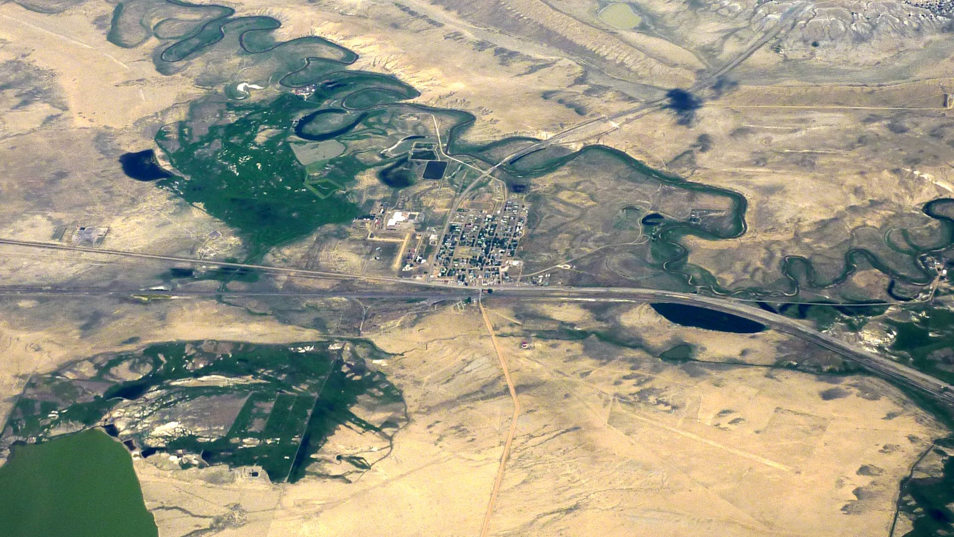 Aerial photo of Medicine Bow, Wyoming, USA.