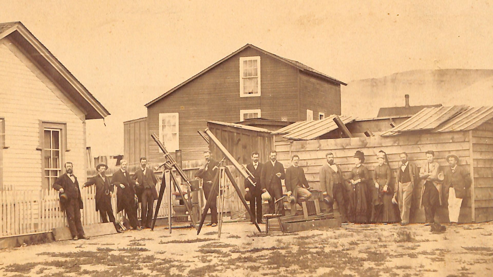 Astronomical expedition at Rawlins, Wyoming to observe transit of Venus. Thomas Edison second from right.. Astronomical expedition at Rawlins, Wyoming. Thomas Edison second from right. From left to right - Prof. G. I. Barker [University of Pennsylvania] ;