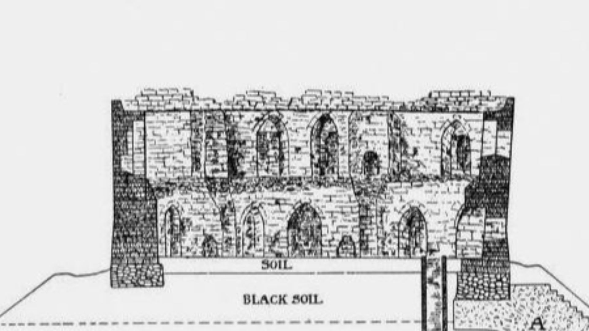 A cross-section of Clifford's Tower in 1903
