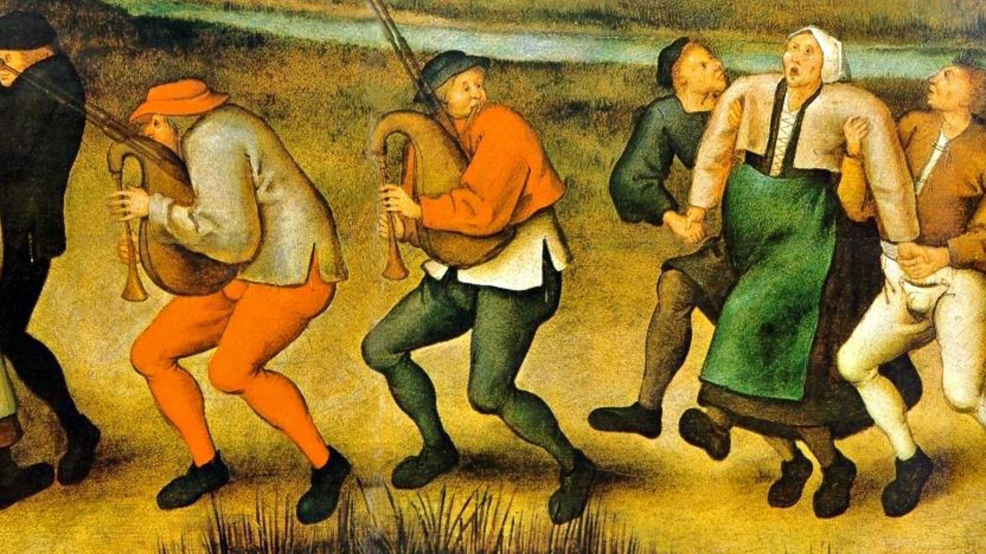 A depiction of dancing mania, on the pilgrimage of epileptics to the church at Molenbeek.