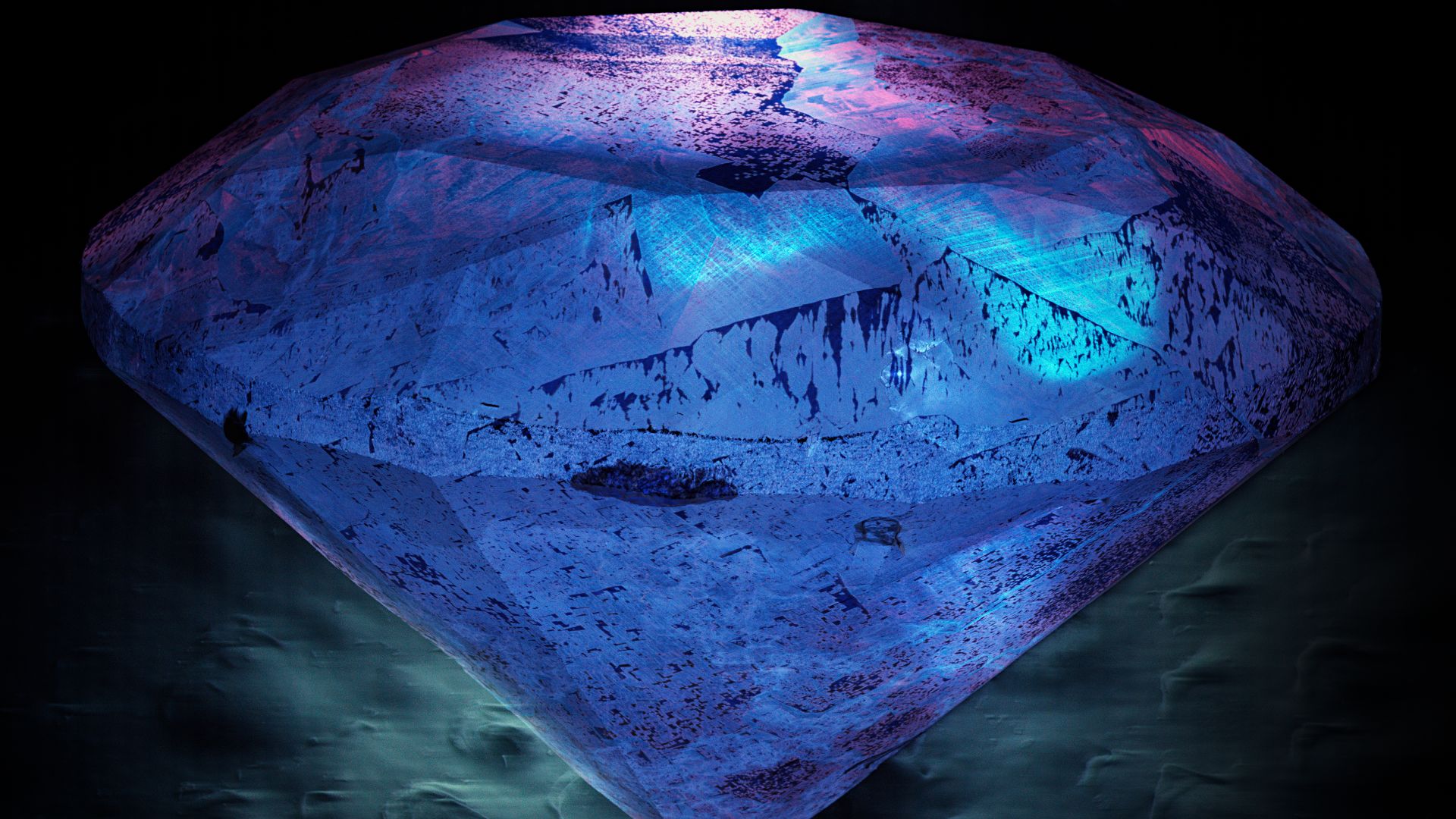 Cathodoluminescence image of a diamond. SEM TESCAN MIRA3. Field of view = 3,45 mm