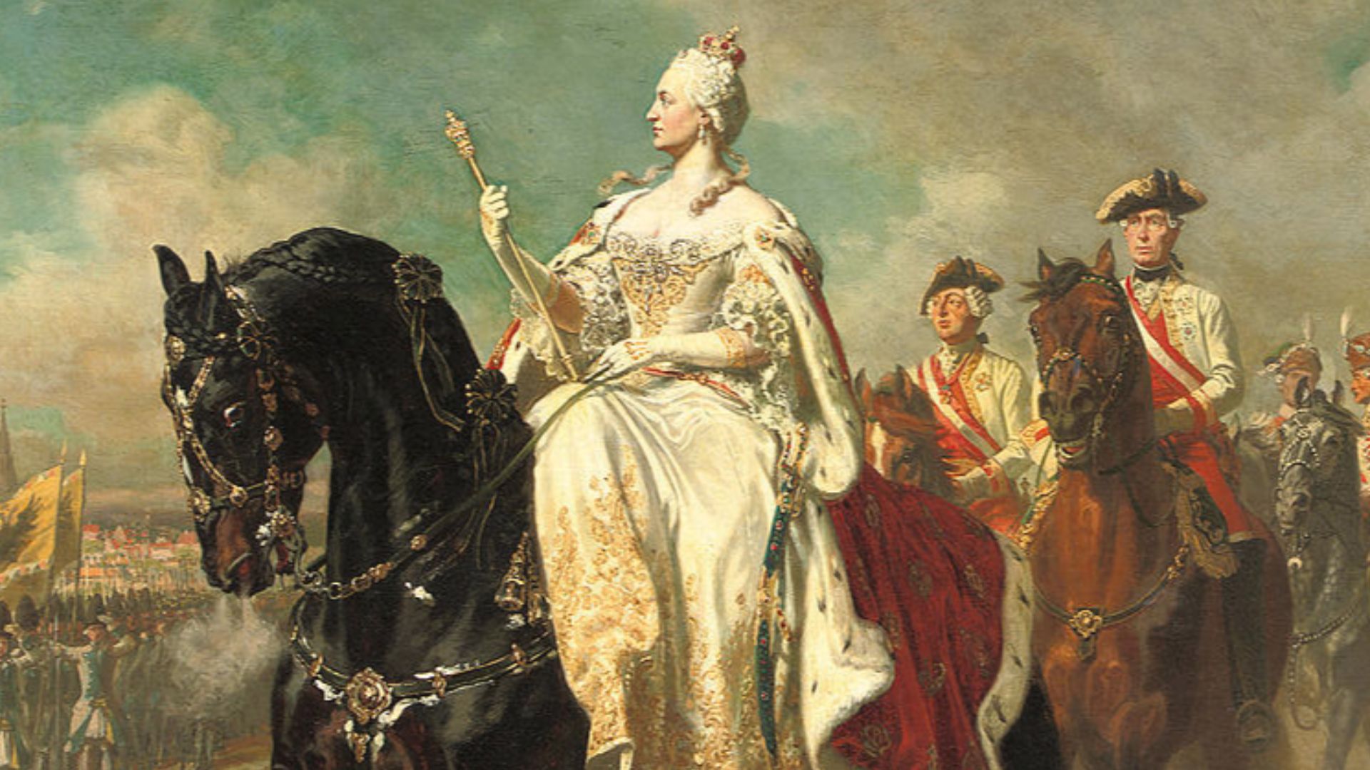 Maria Teresa da Áustria passando revista às tropas austríacas.