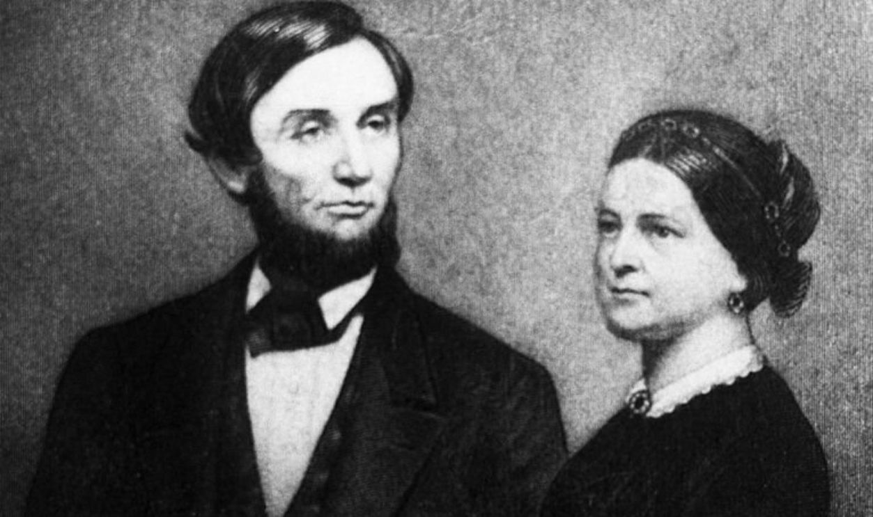 (Original Caption) Ca. 1861: Abraham Lincoln (1809-1865), and his wife, Mary Todd Lincoln (1818-1882), in an illustration done shortly after they moved into the White House. He was President from (1861-1865).