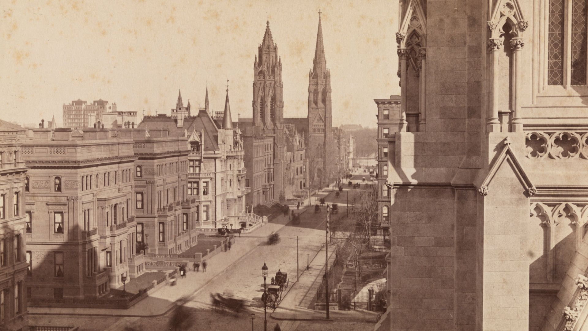 Fifth Avenue and the Vanderbilt Mansions seen from St.Patrick's Cathedral, New York 1890