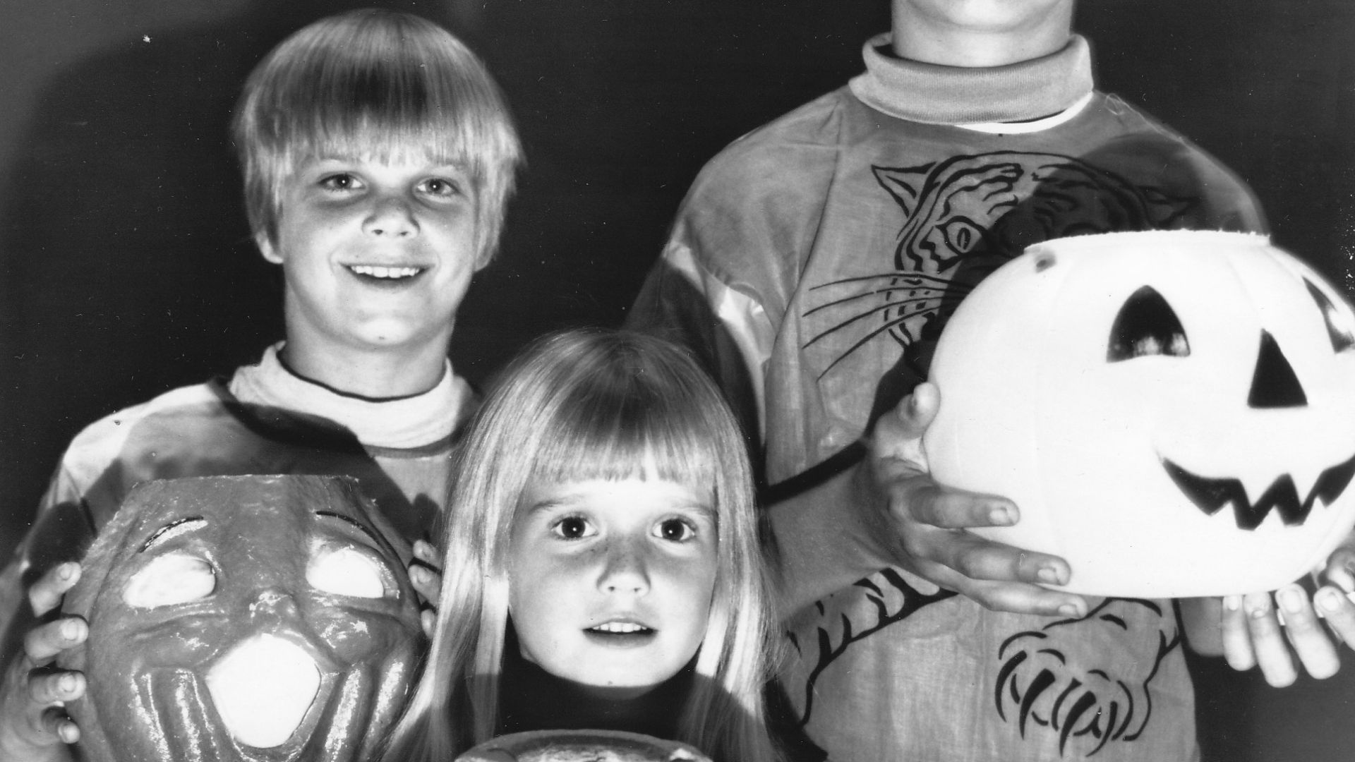 Publicity photo of American child actors David Doremus, Trent Lehman and Kim Richards promoting their roles on the ABC television series Nanny and the Professor.