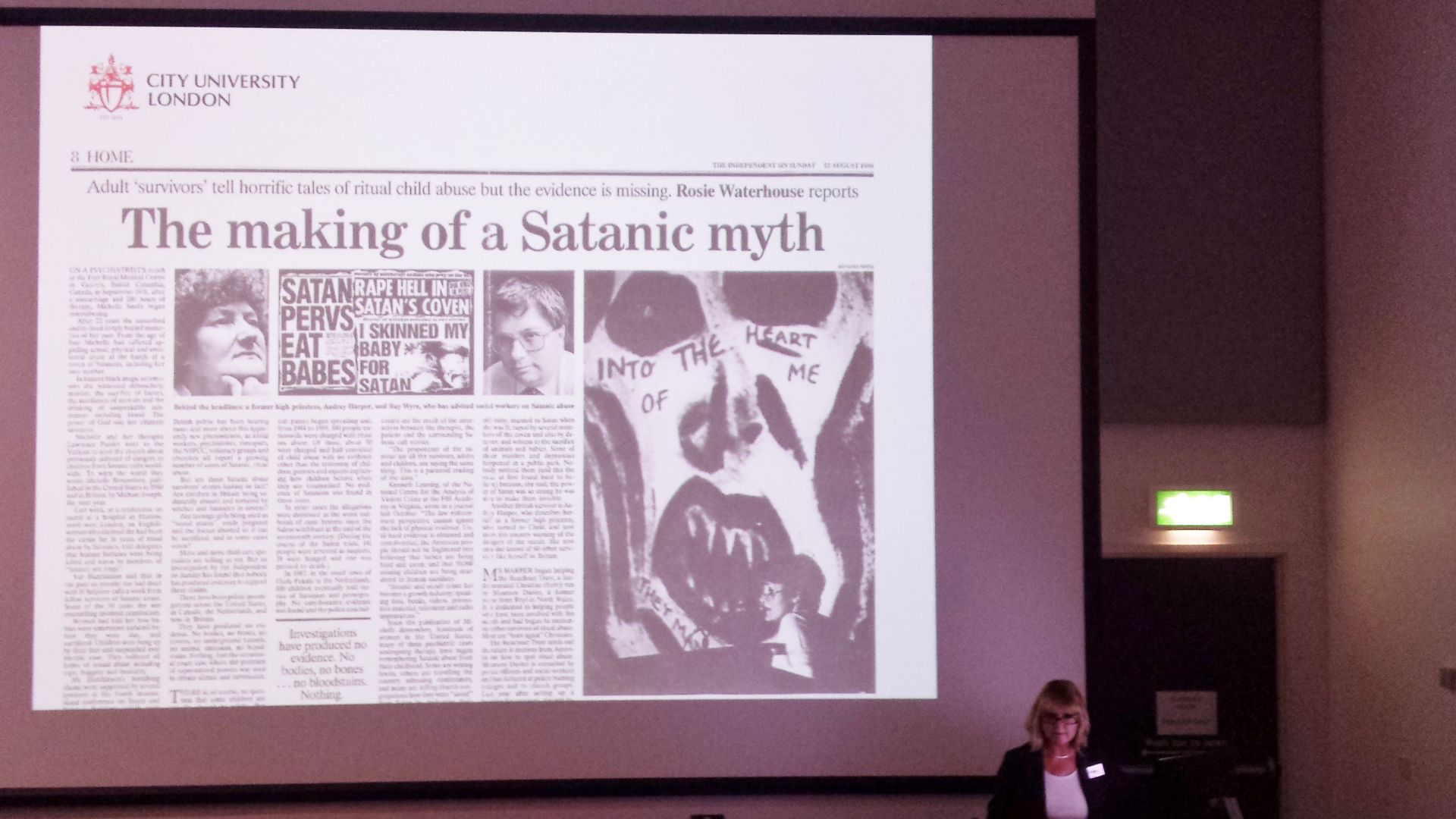 Rosie Waterhouse lecturing about Satanic Panics during the European Skeptics Congress 2015.