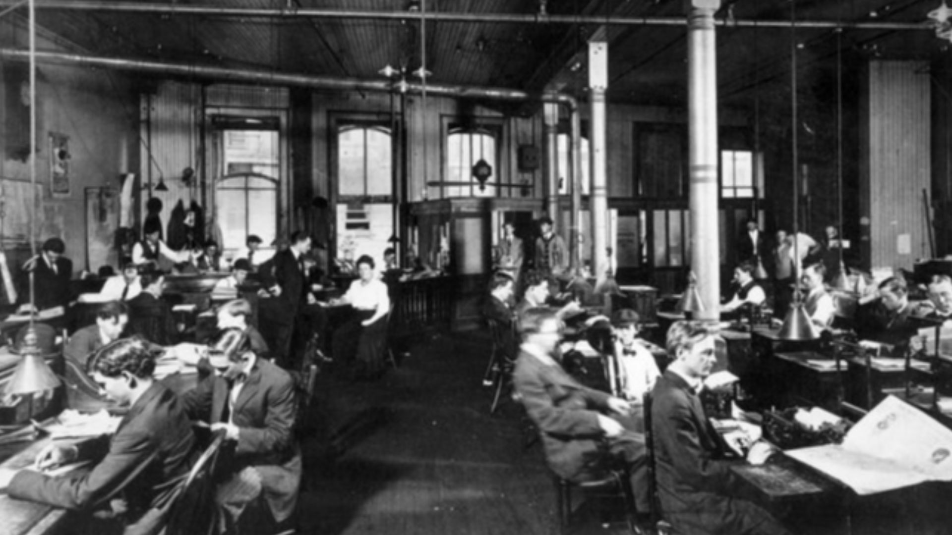 New Orleans Item newspaper news room, circa 1900