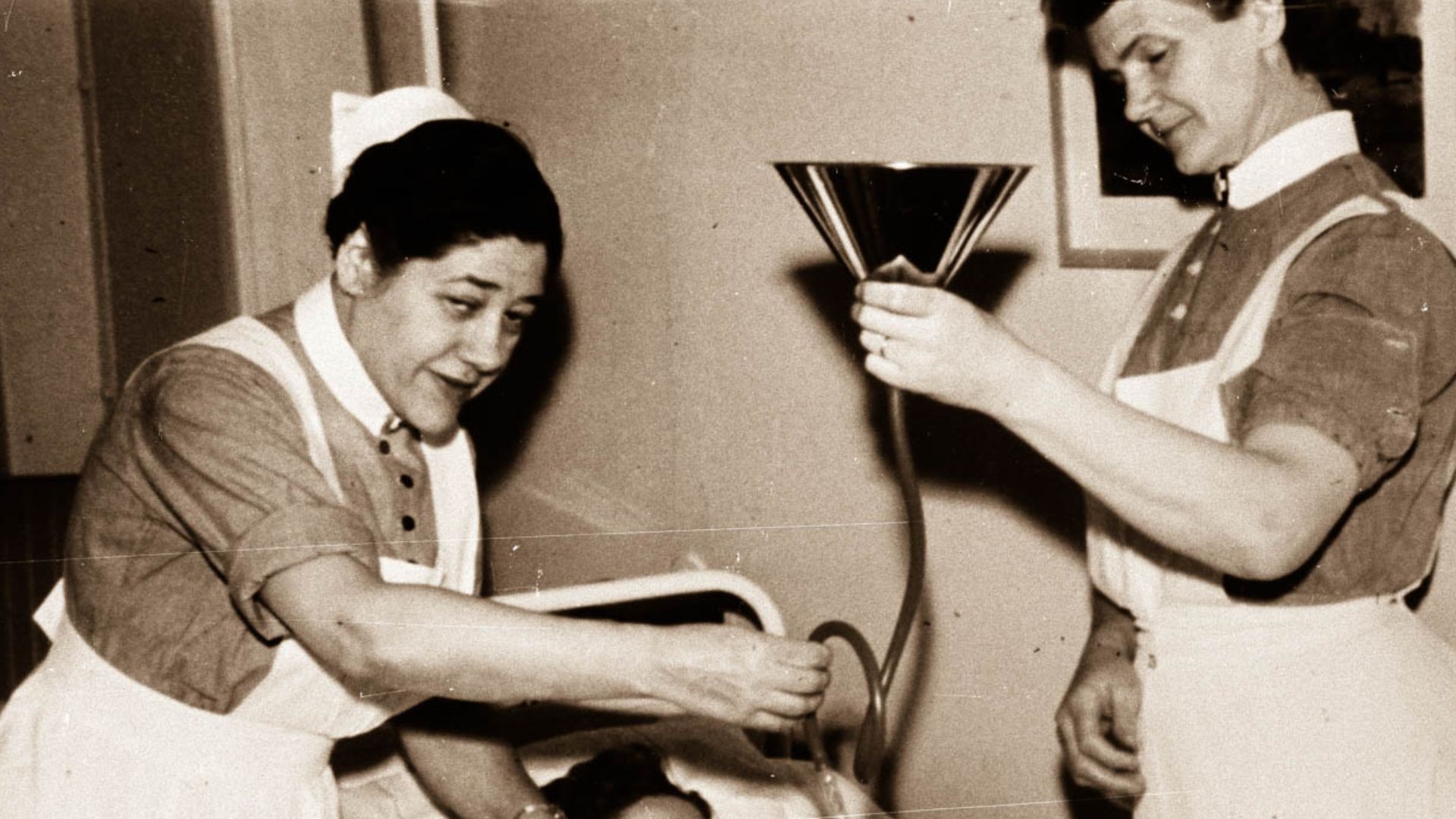 Insulin shock therapy performed by unnamed nurses on an unnamed patient. Source indicates that it was shot around the year 1930, however, as results of the procedure were first made public in 1933, and the practice wasn't widespread until a few years afte
