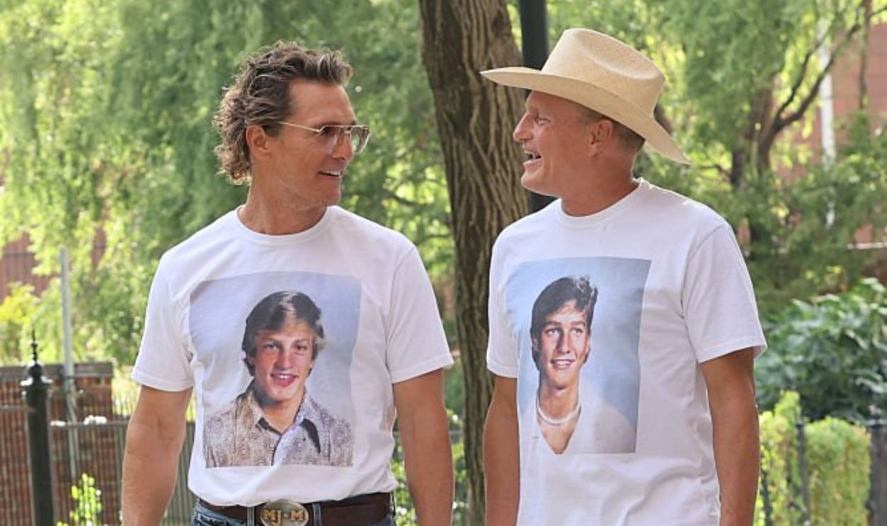 NEW YORK, NY - SEPTEMBER 10: Matthew McConaughey and Woody Harrelson are seen promoting their new Apple TV show 