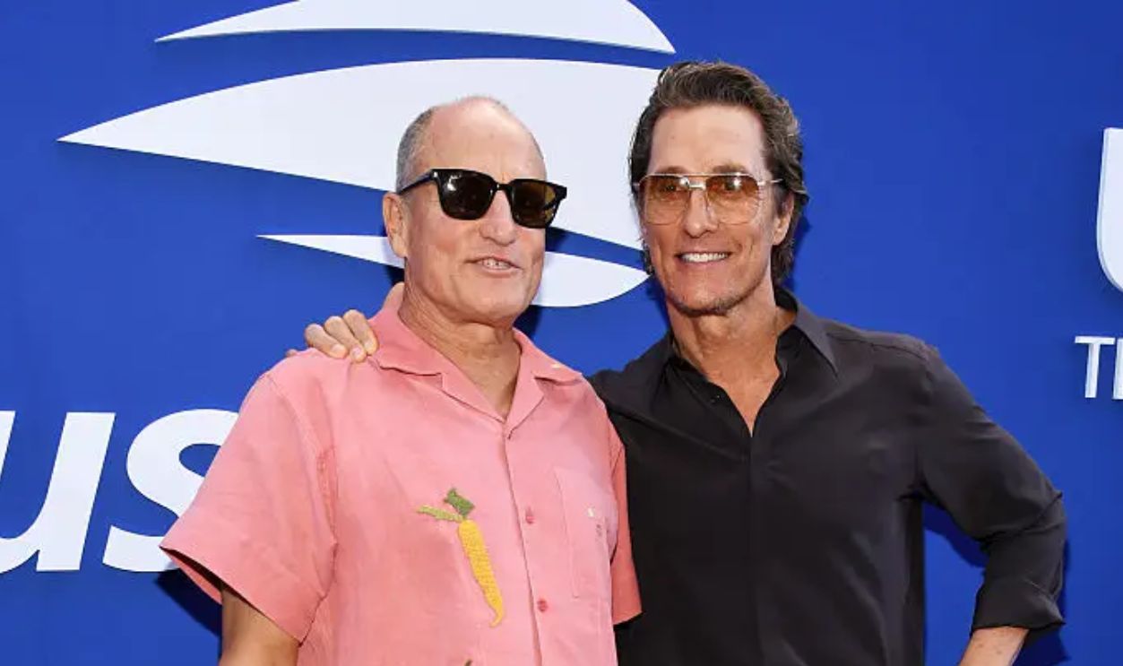 Woody Harrelson and Matthew McConaughey at The 2026 US Open Men's Singles Semifinals Blue Carpet on September 11, 2026 in New York, New York.