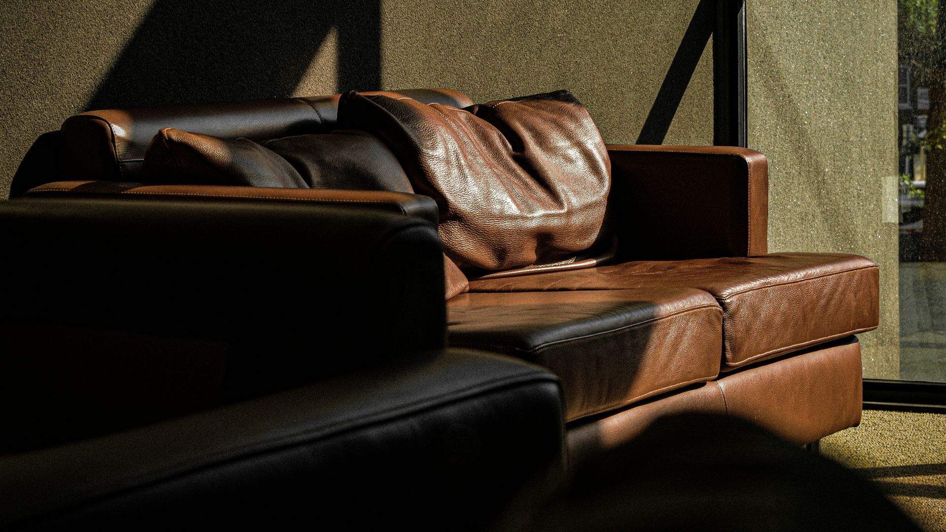 brown leather sofa