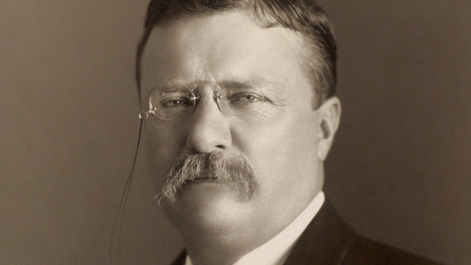 Photograph of Theodore Roosevelt showing head and shoulders, facing slightly left. No information on size of the photo given.
Restoration notes
Lots of scratches, which I carefully removed. Mainly just a dust and scratch removal, but I did apply a very sl