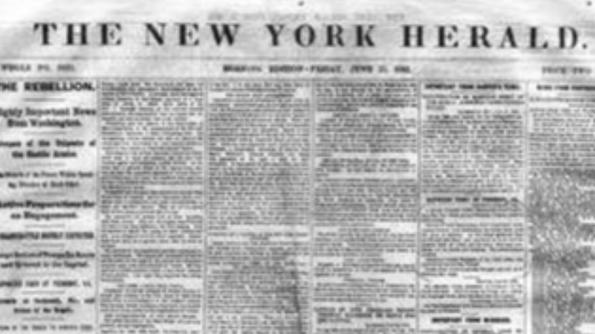 Cover of June 20, 1861 issue of New York Herald covering the American Civil War