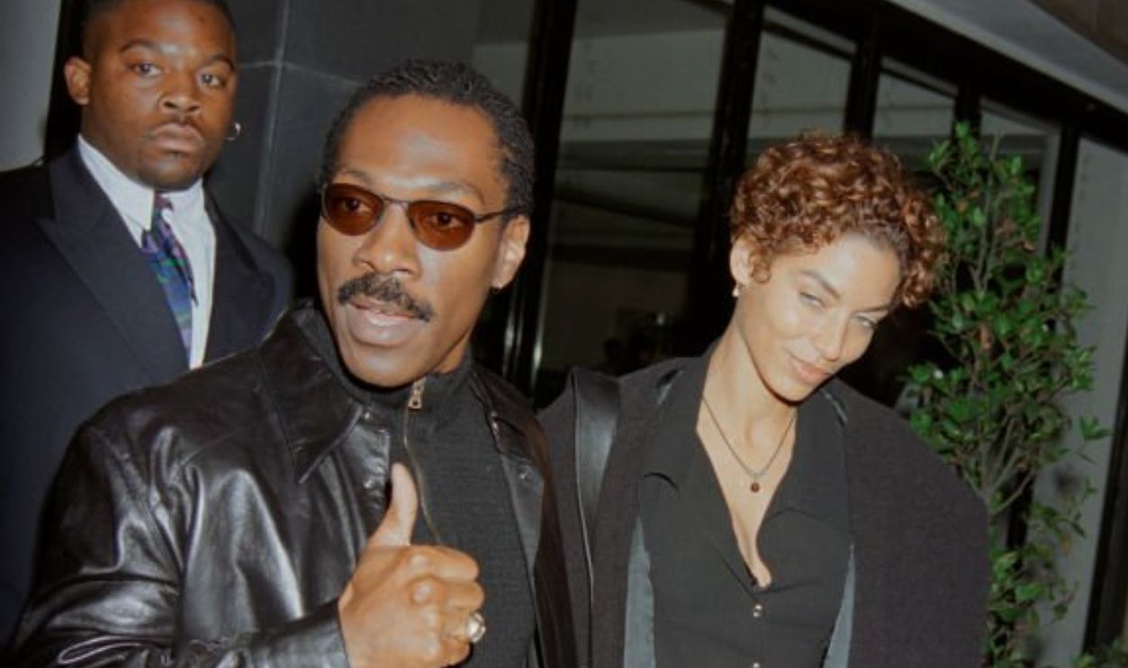 American actor Eddie and Nicole Murphy leaving the Le Caprice restaurant in London, September 1996. 