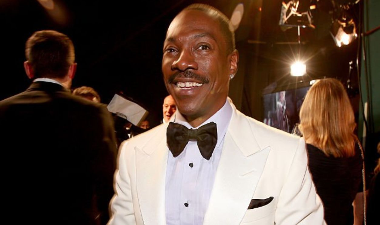 HOLLYWOOD, CA - FEBRUARY 22: Actor Eddie Murphy smiles backstage during the 87th Annual Academy Awards at Dolby Theatre on February 22, 2015 in Hollywood, California.