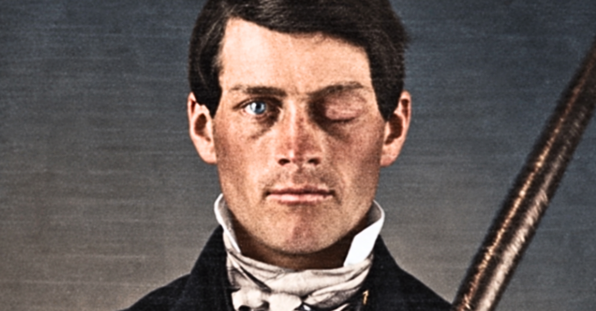 Studio portrait of brain-injury survivor Phineas P. Gage (1823–1860)