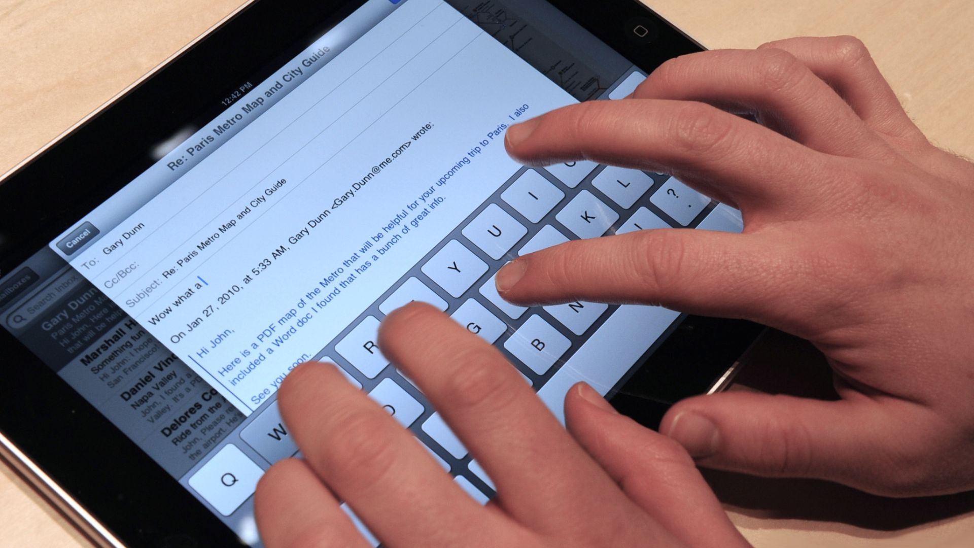 iPad with on display keyboard