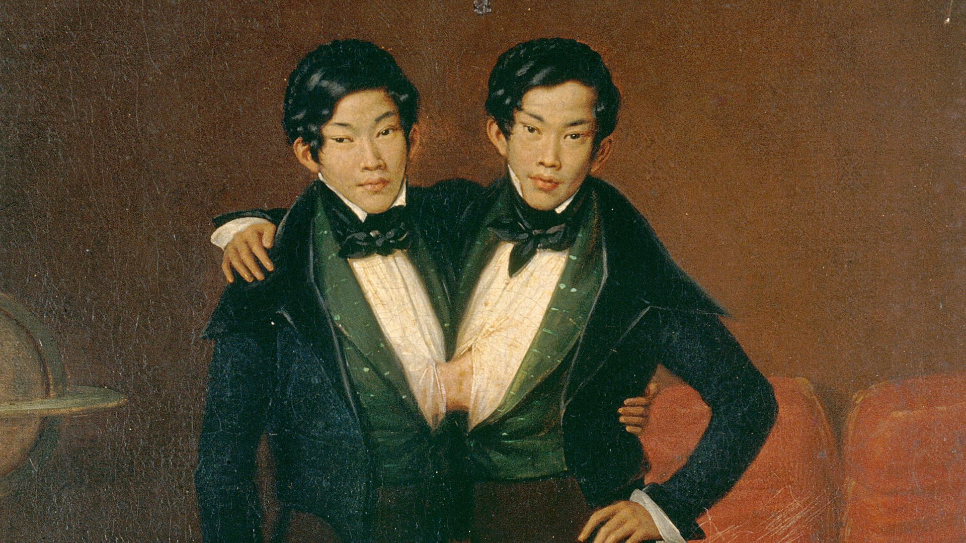 Chang and Eng, Siamese twins, 1836. Oil painting by Edouard-Henri-Théophile Pingret.

Iconographic Collections
Keywords: Edouard-Henri-Théophile Pingret; Chang and Eng Bunker