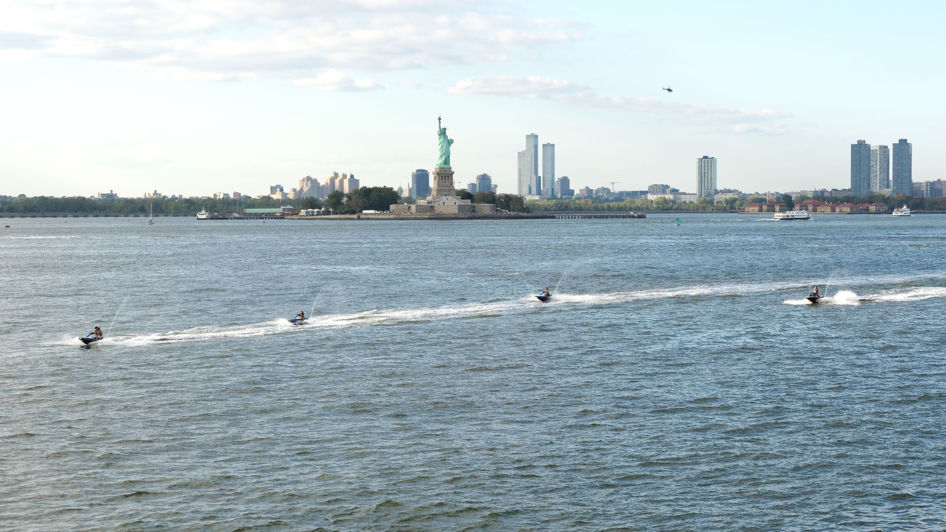 View of Liberty Island from Staten Island Ferry, New York City