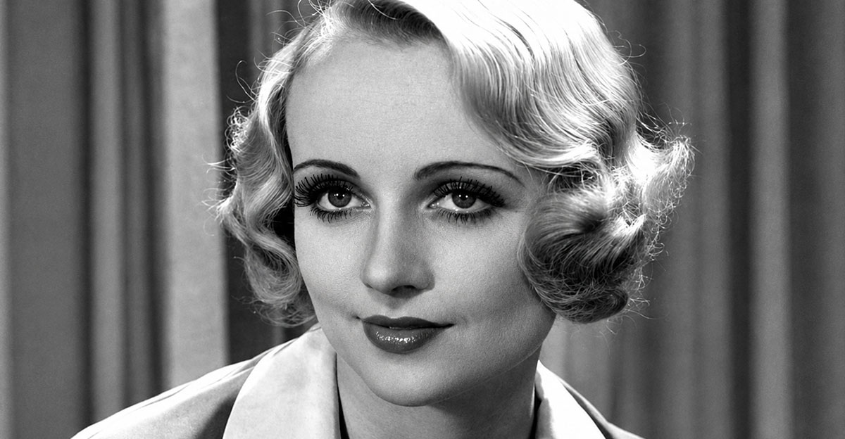 Black and white portrait of Carole Lombard