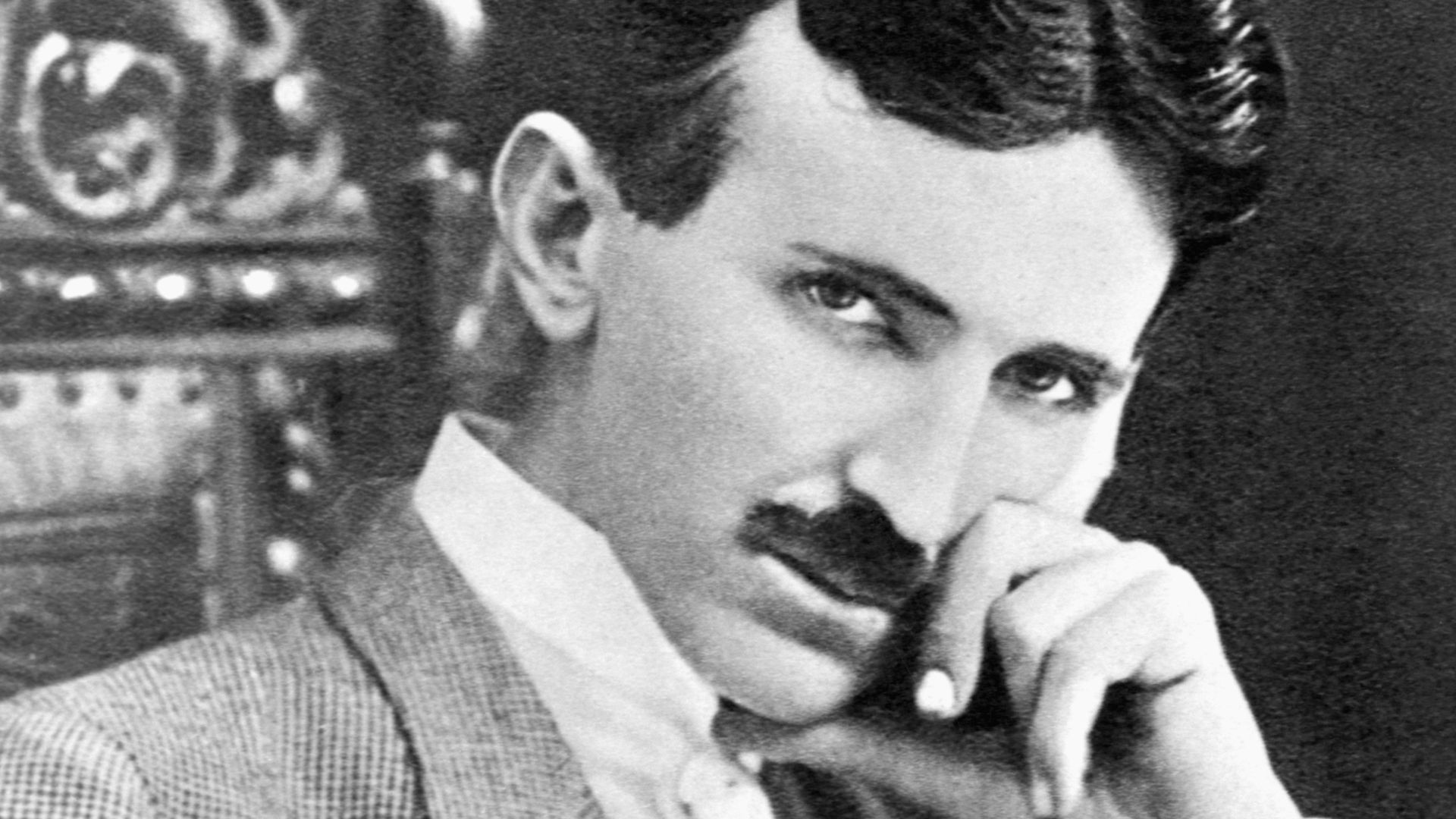 A photograph of Nikola Tesla (1856-1943) at age 40.