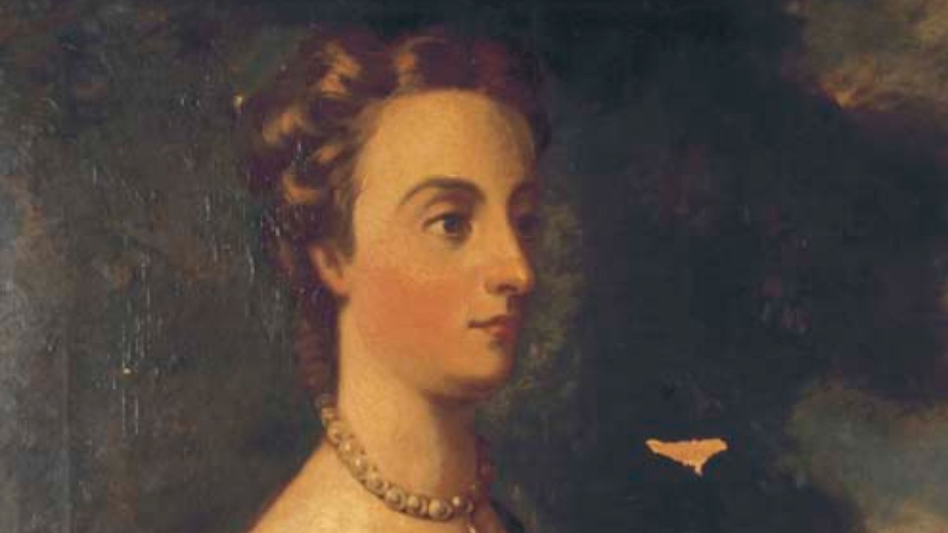Half-length portrait of Diana Russell, Duchess of Bedford (née Lady Diana Spencer).