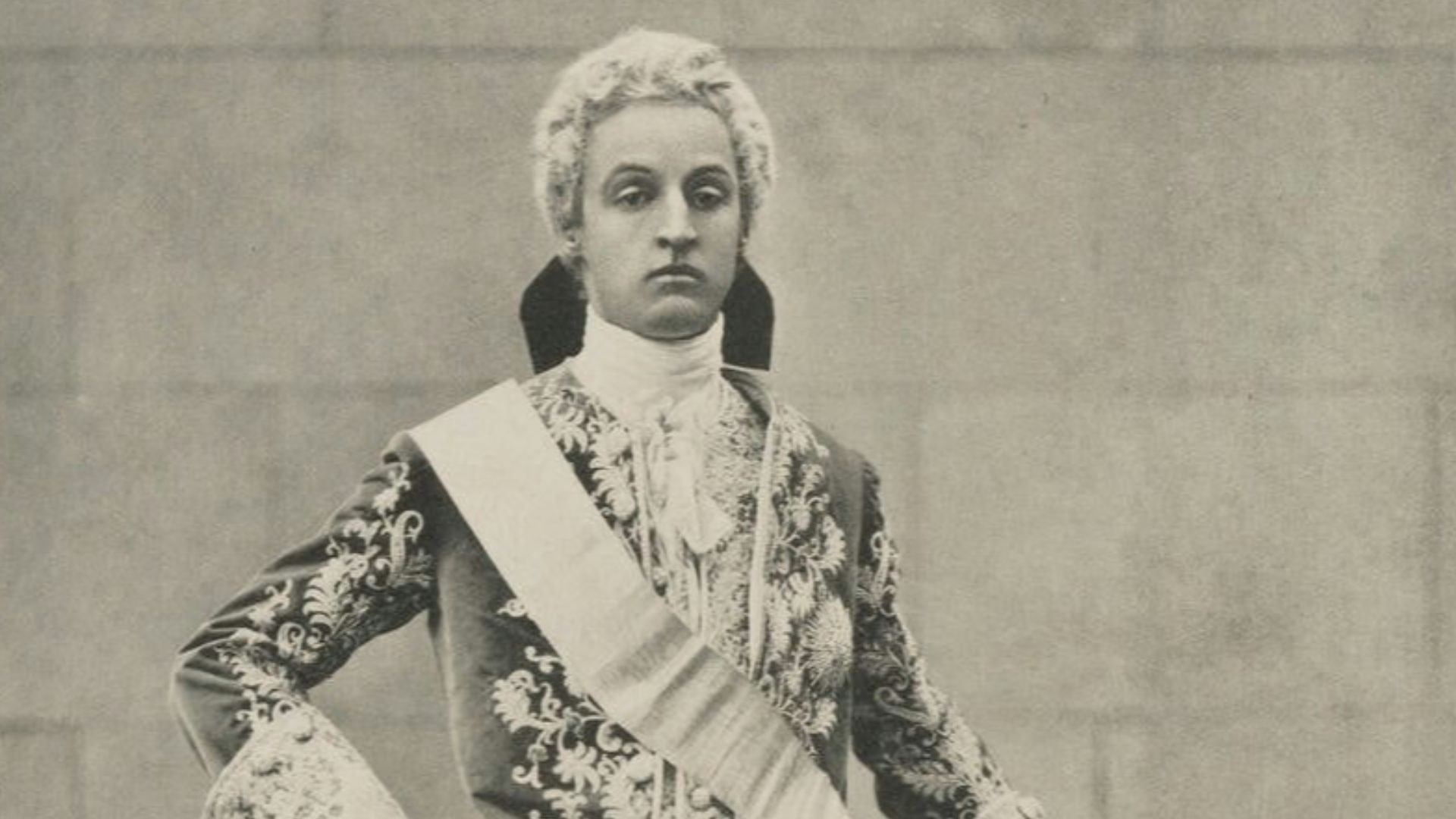Photograph of Charles Spencer-Churchill, 9th Duke of Marlborough as the French Ambassador at the Court of Catherine of Russia at the Devonshire House Ball of 1897
