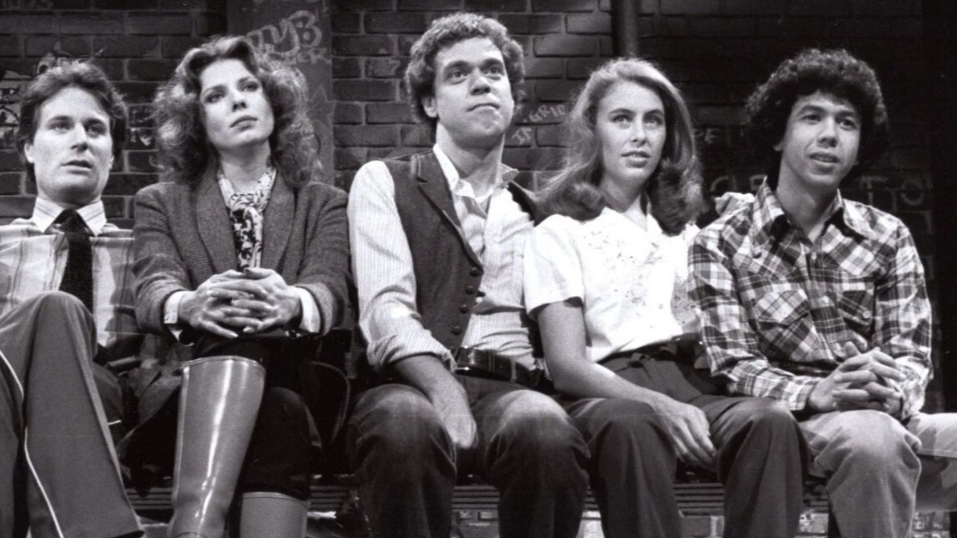 NEW SEASON, NEW FACES—The six new members of NBC-TV’s Saturday Night Live repertory company take a break before going into rehearsal for the first show of the series’ sixth
season, Saturday, Nov. 15 (11:30 p.m.–1 a.m. NYT). The new cast members are (left