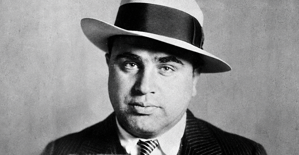 Mug shot of Al Capone in Philadelphia, PA where he had been arrested and charged with carrying a concealed weapon, 16 May 1929