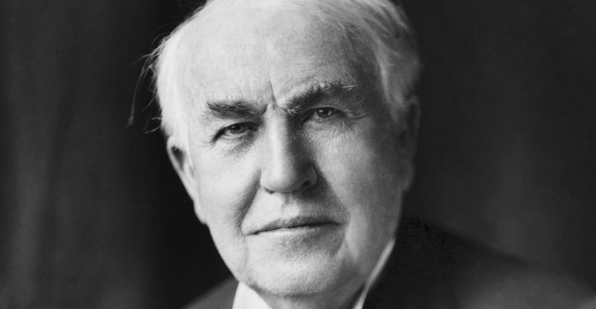 Thomas Edison, three-quarter length portrait, seated, facing front.