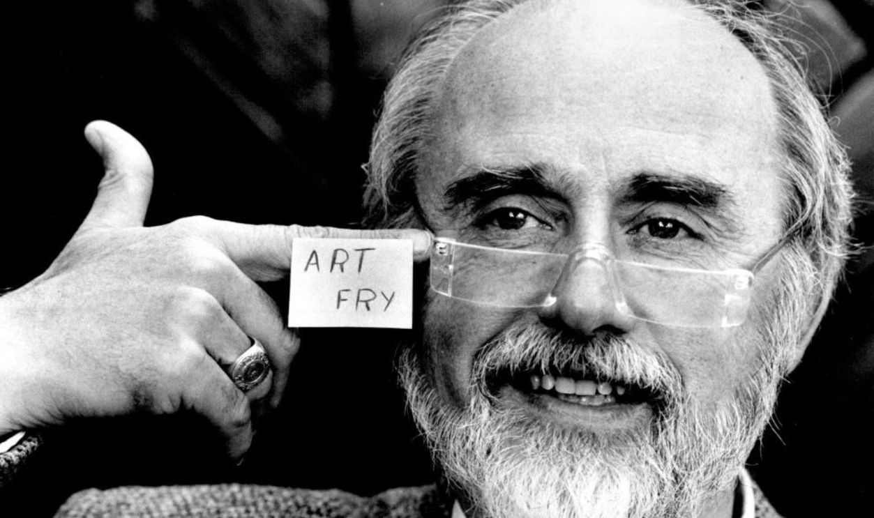  Scientist, Art Fry from the American company, 3M and the inventor of the Post-it note paper, is in Australia.Mr. Fry invented the post-it note paper when he found the paper he used to mark his hymn book kept falling out.Mr. Art Fry at the Uniting Church,