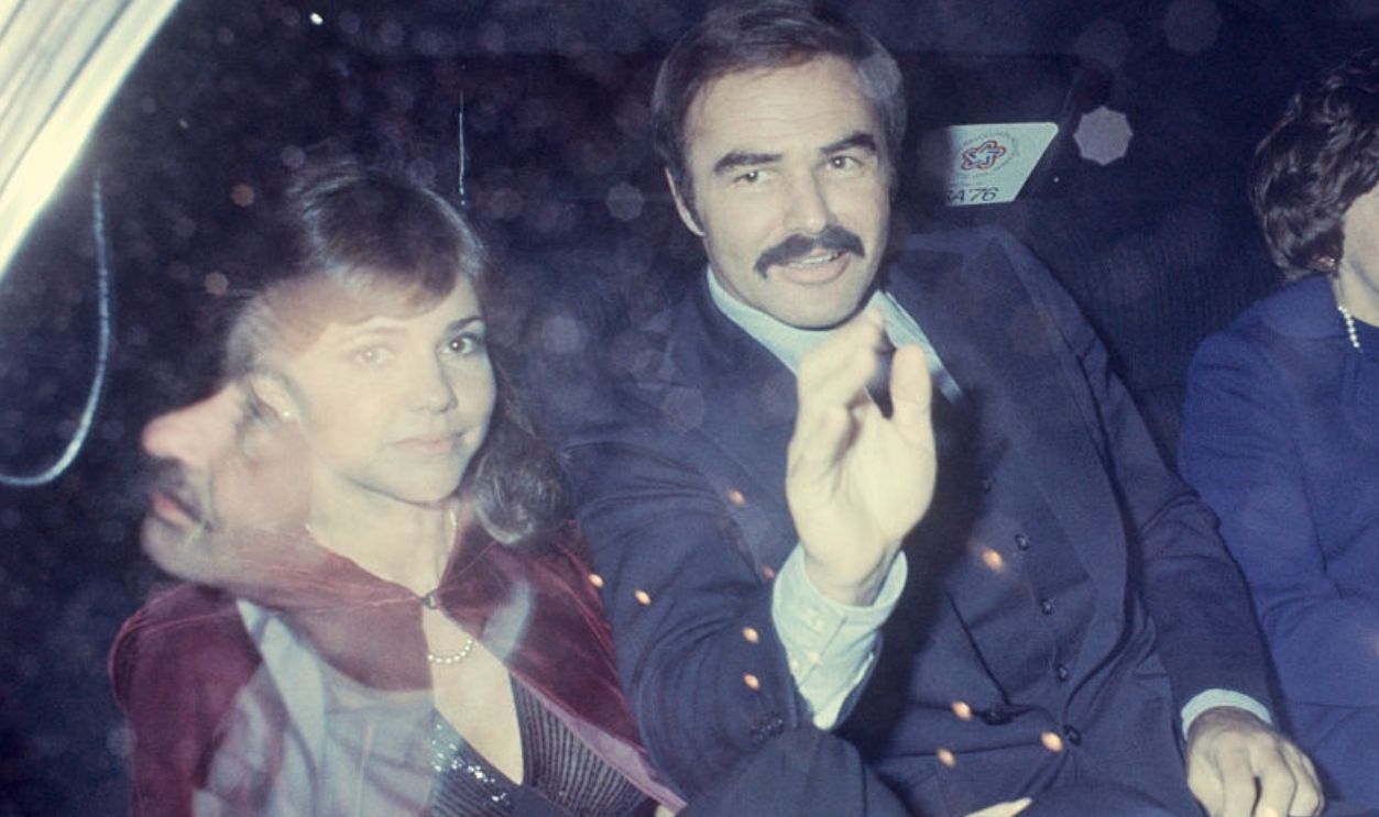 Margaret Field Burt Reynolds and Sally Field in a limousine; circa 1970; New York.