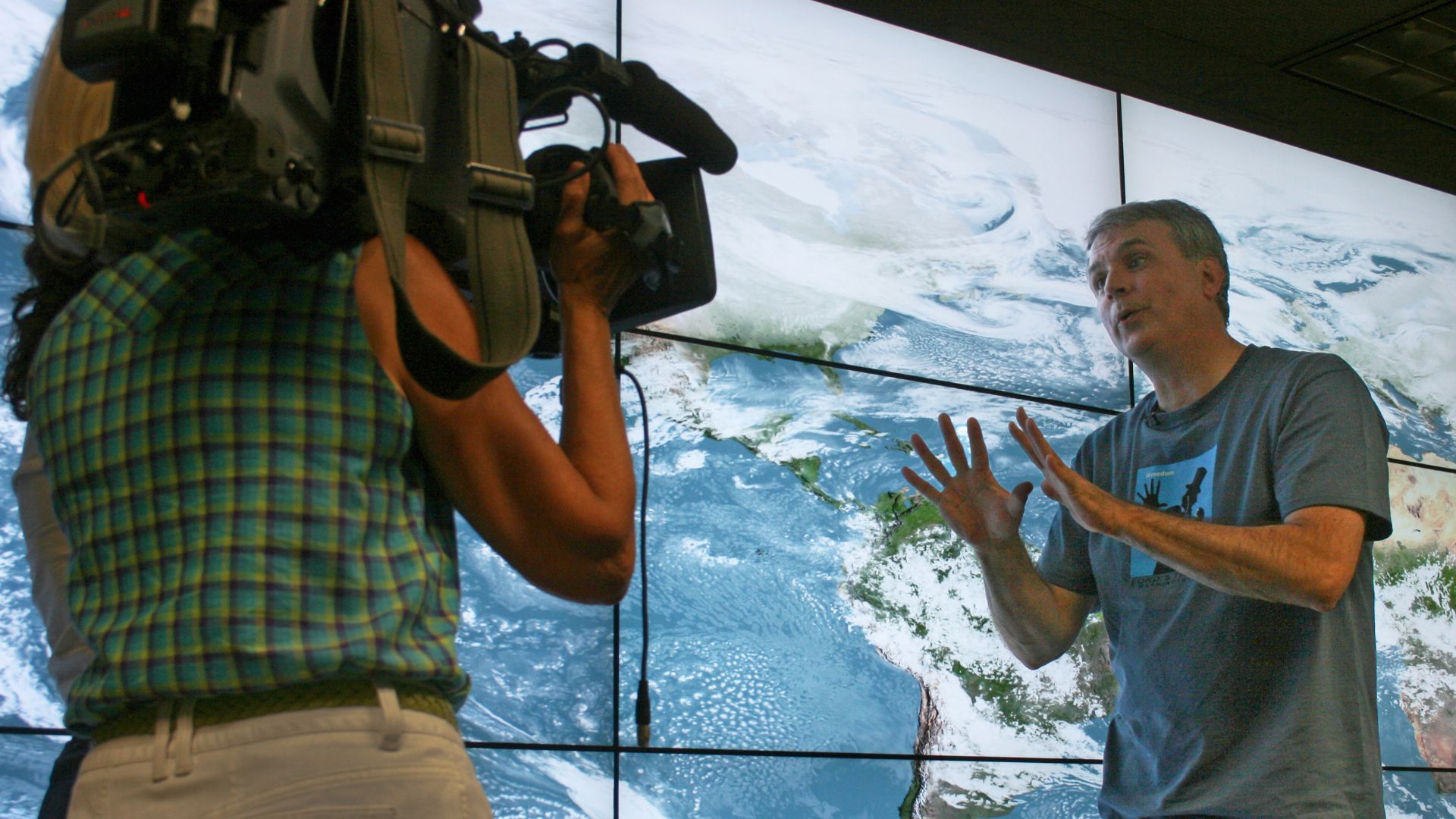 Impropmptu interview with Dr. David Adamec for ABC News in from of the NCCS Hyperwall