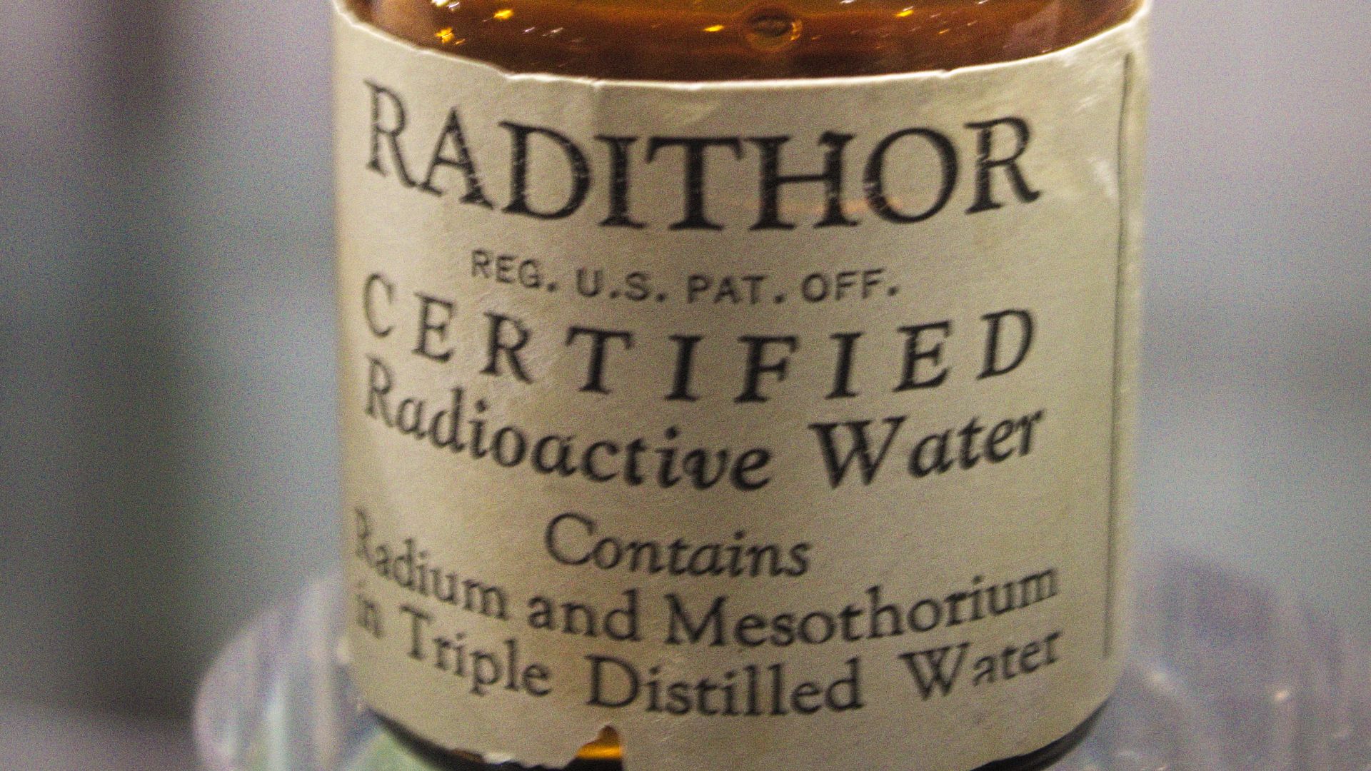 Back in the 1920s, people thought that drinking radium-  and thorium- infused water was healthy. One of the more famous varieties of  this water was sold under the brand name Radithor. It was eventually famously implicated in the illness and subsequent de