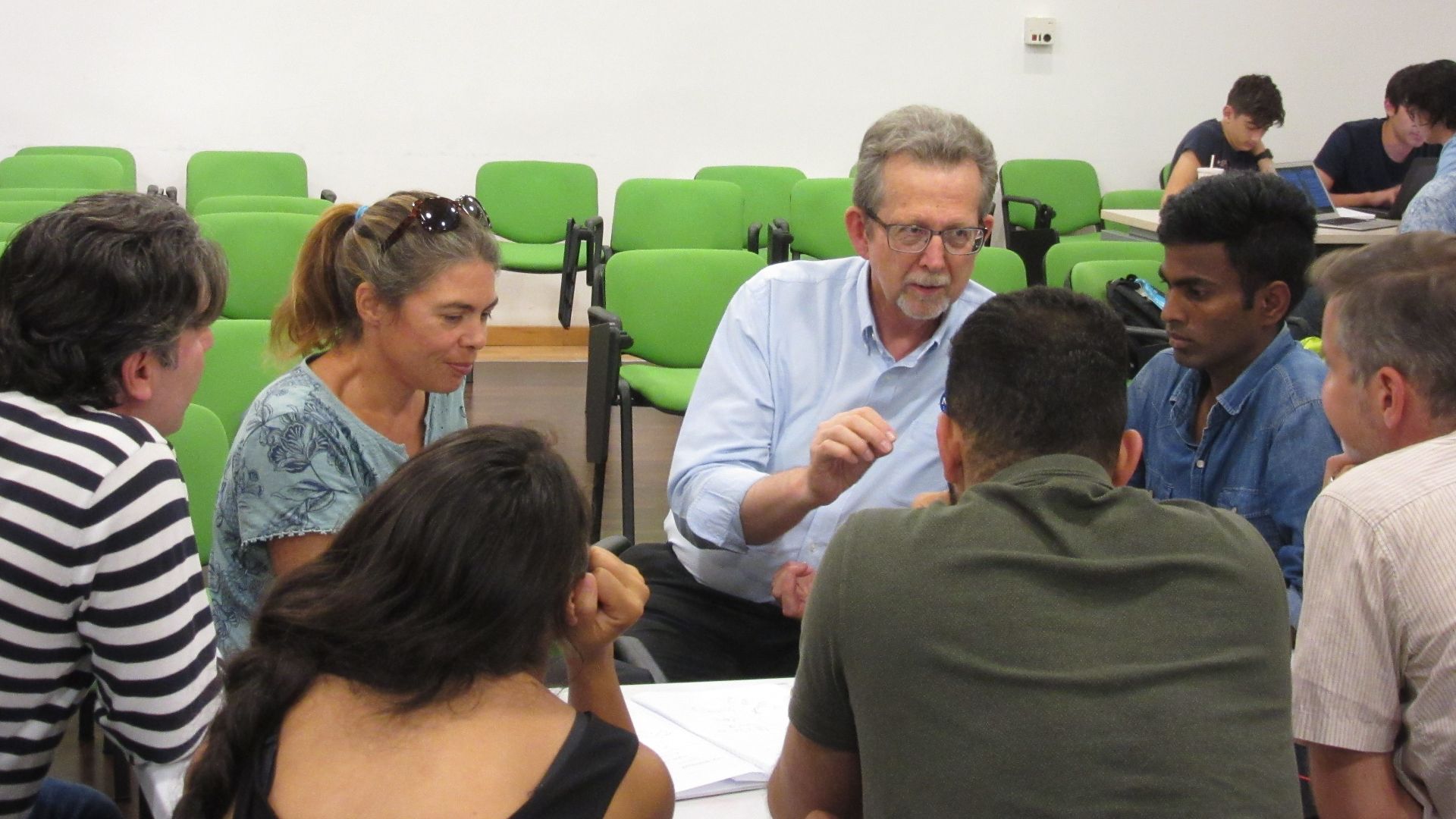 NASA's Chief Scientist James L. Green mentoring CSEO's teams at the NASA Space Apps Challenge in Cyprus.