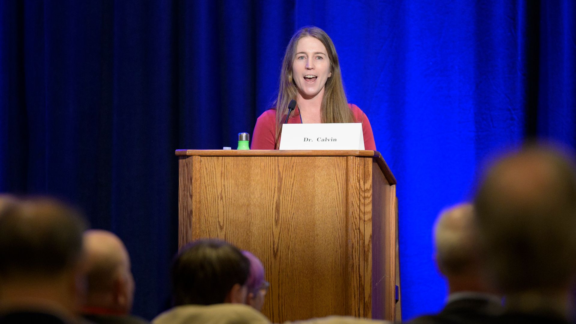 Dr. Kate Calvin, NASA's chief scientist and senior climate advisor, speaks at the 37th Space Symposium, Tuesday, April 5, 2022, in Colorado Springs, Colorado. Photo Credit: (NASA/Bill Ingalls)