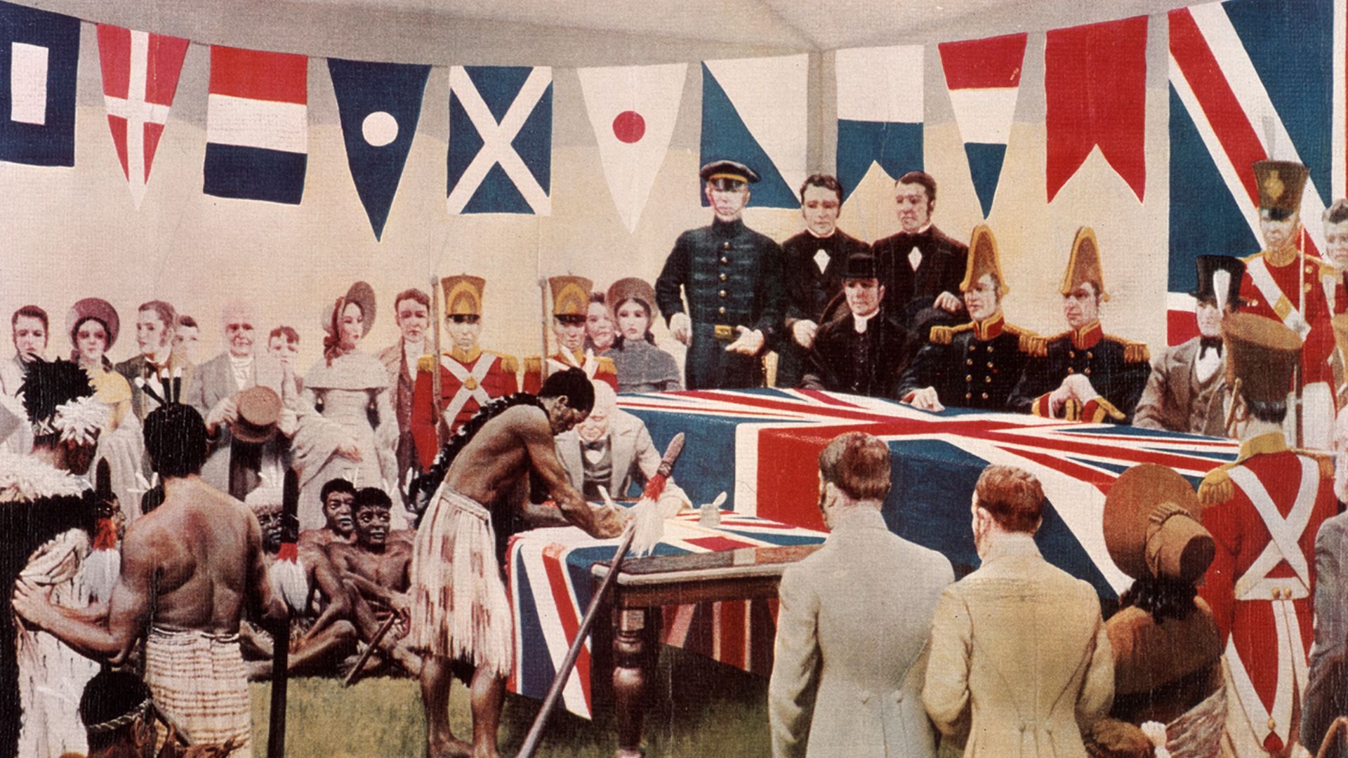 At 9.30 am on 6 February 1840, missionaries set out from Paihia to Waitangi. There they found some 300 to 400 Māori “scattered in small parties according to their tribes” – a smaller gathering than the day before, but still a fair number. 
However there w