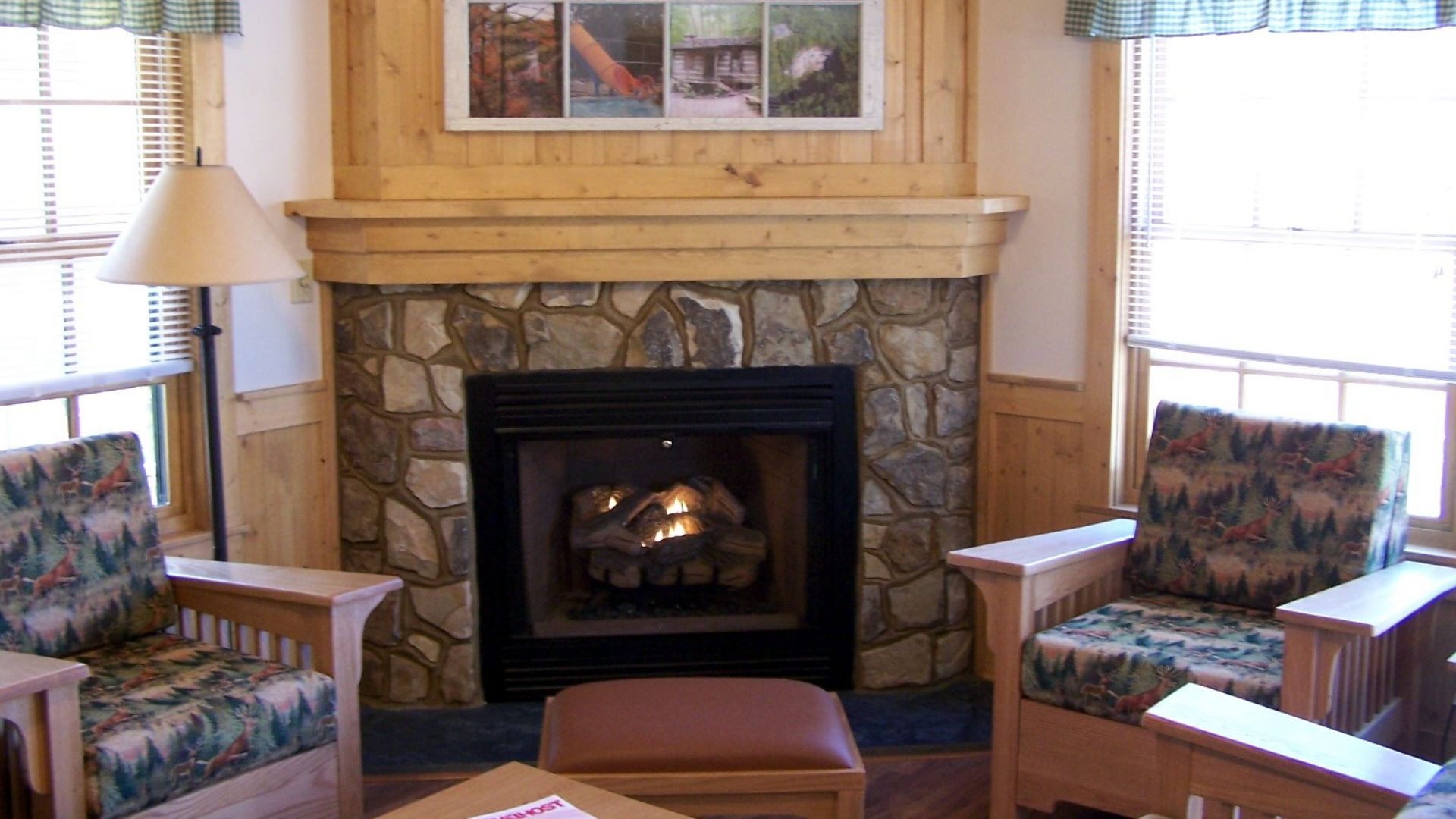 NT Typical gas log fireplace