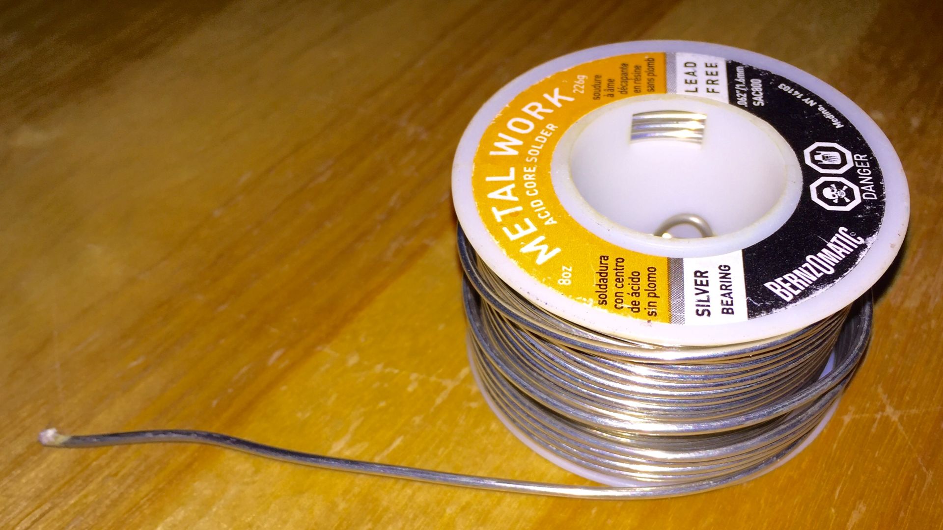 Spool of lead-free solder wire.