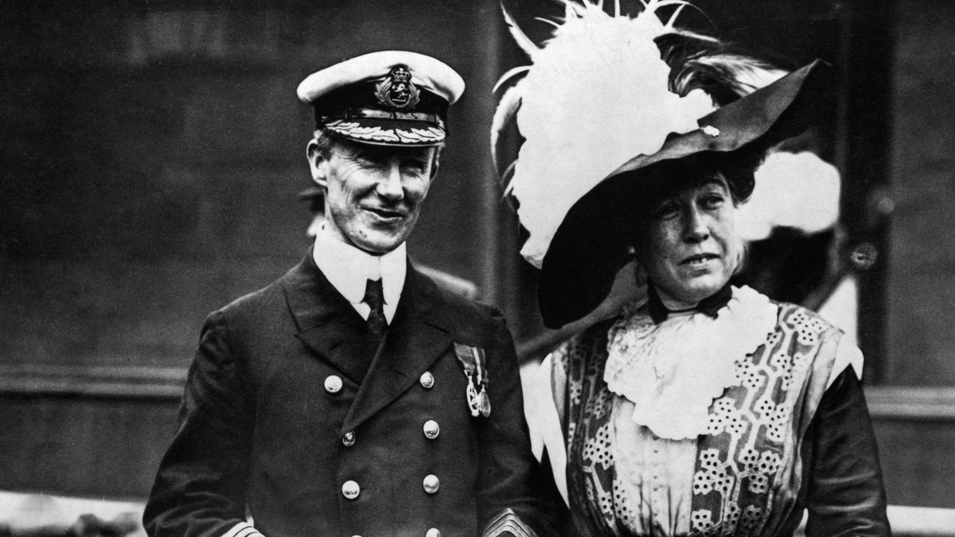 Titanic survivor, Margaret Brown and Carpathia Captain Arthur Rostron, after awarding him for the rescue of the Titanic