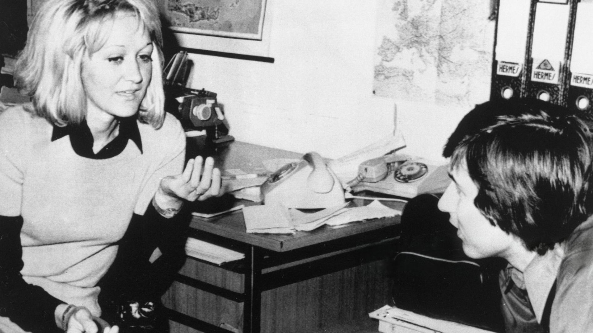 Vesna Vulovic speaking with a UPI reporter after making a full recovery