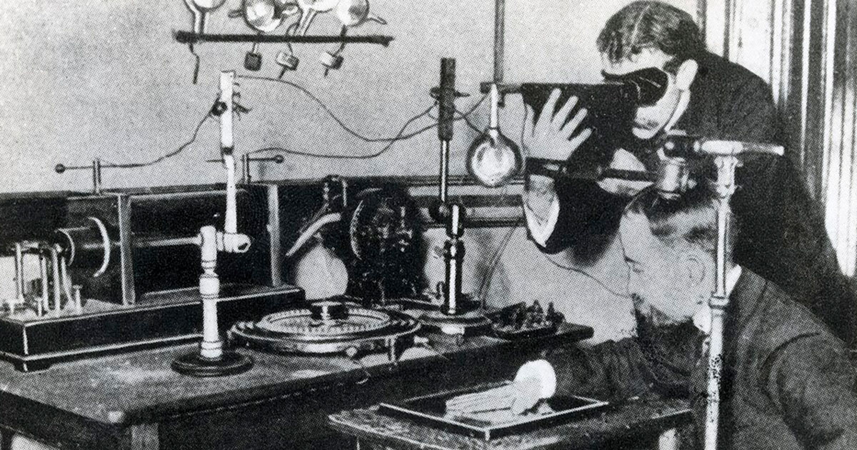 Photograph showing an early method for testing x-rays