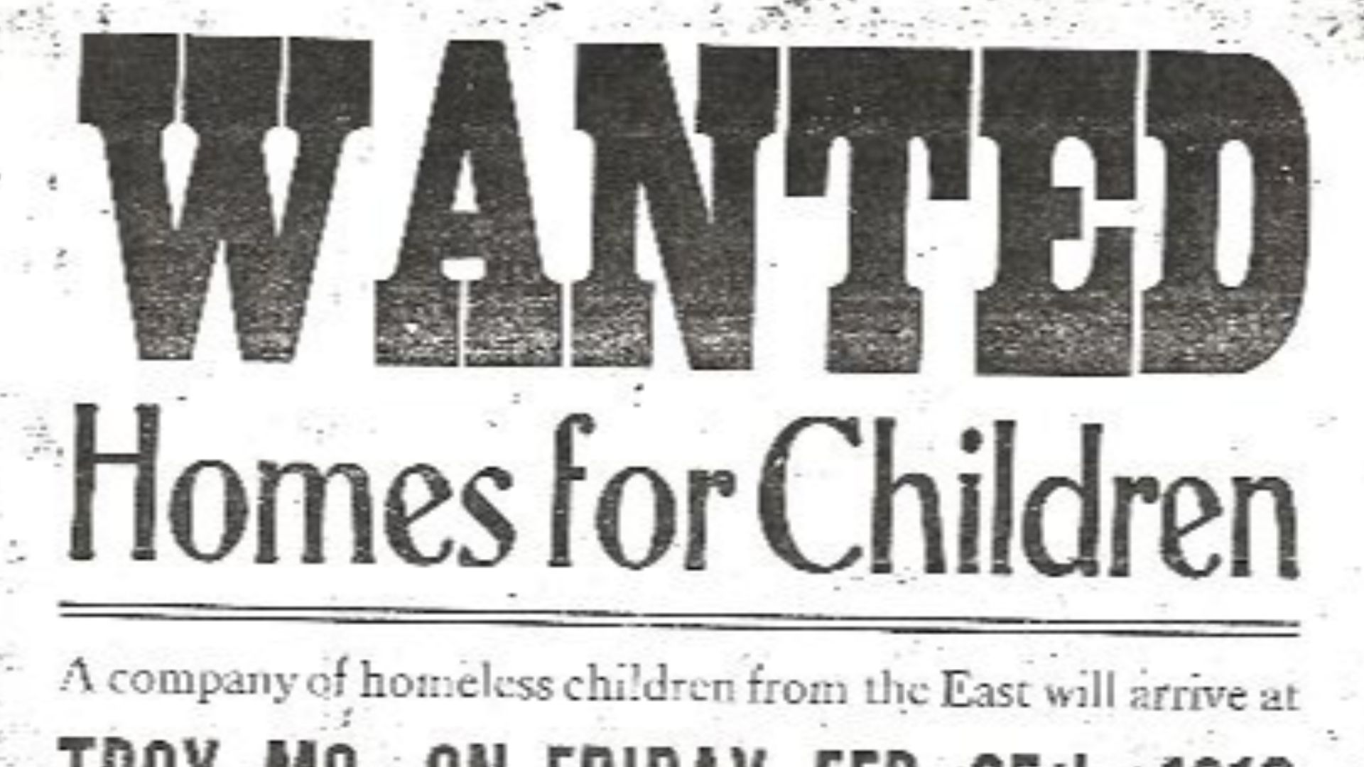 Orphan train flyer.