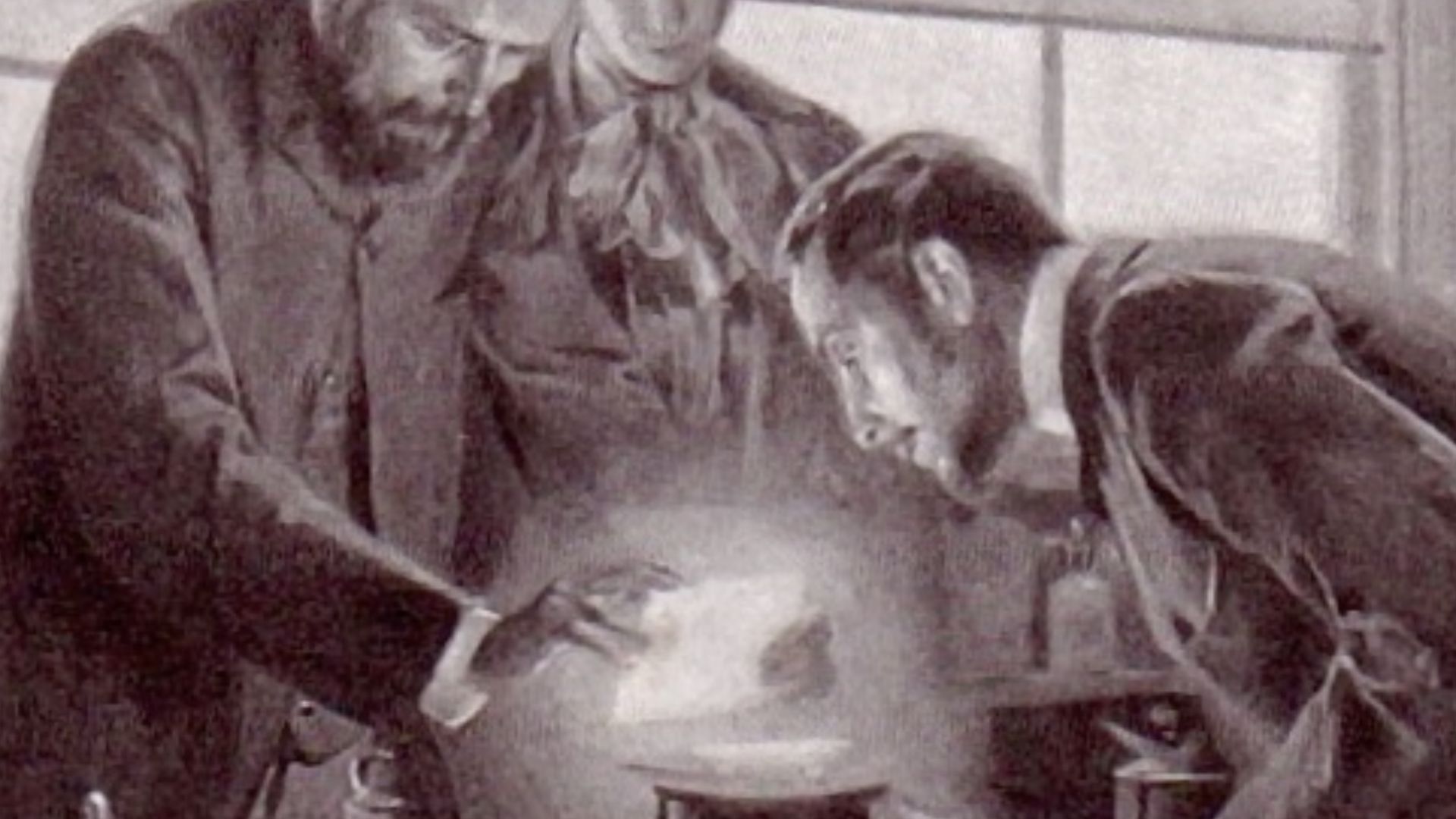 M. and Mme. Curie experimenting with radium