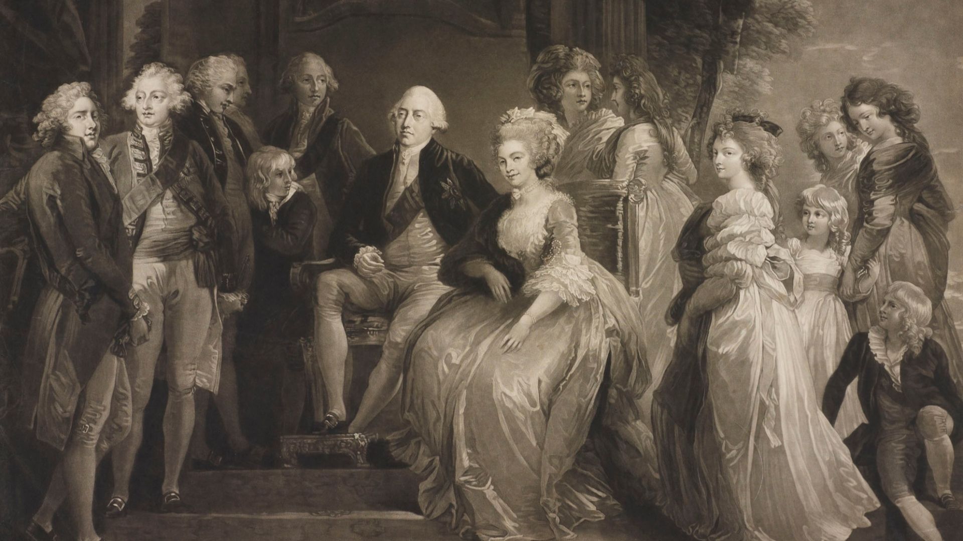 George III and Queen Charlotte with their thirteen children