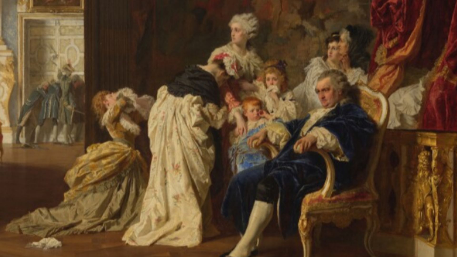 Louis XVI and Marie Antoinette with their family at Versailles on October 6, 1789 (during the French Revolution).