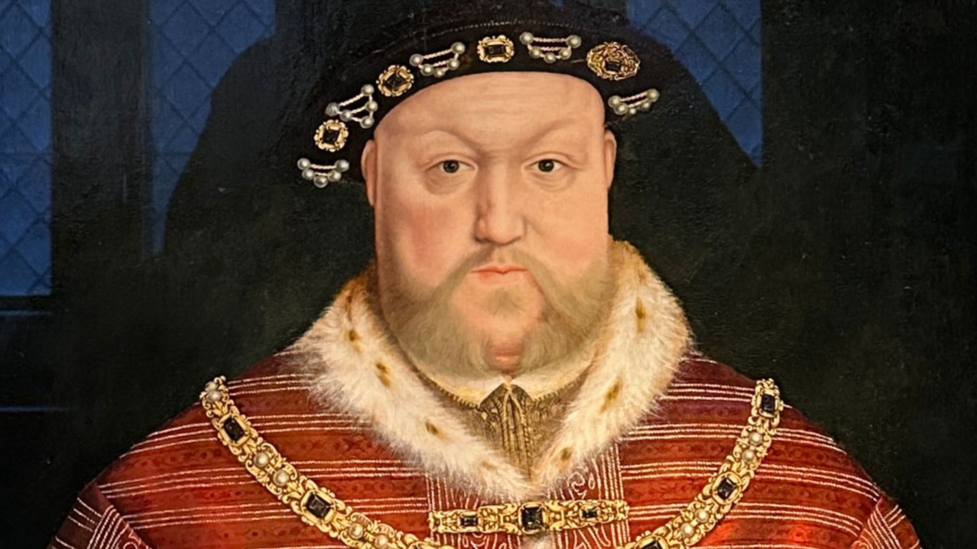 Portrait of Henry VIII, on display in the Wolsey Closet, Hampton Court Palace